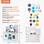ToyChest au white wooden kids kitchen playset Australia with stove oven sink and toy utensils and fruits