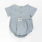 Ponchik Babies + Kids - Linen Romper - Capri Blue - Size 2y Only