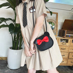 Adorable Bow Bear Crossbody Bag for Kids - Black Shoulder Bag 18*17*8cm
