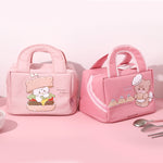 Blue (Ice Cream Bear) Cute Cartoon Lunch Bag - Large Capacity Insulated Handbag for Students and Office Use