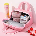 Purple Cute Cartoon Lunch Bag - Large Capacity Insulated Handbag for Students and Office Use