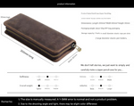 Coffee Genuine Leather Pencil Case - Vintage Zip-Up Pen Holder with Elastic Loops