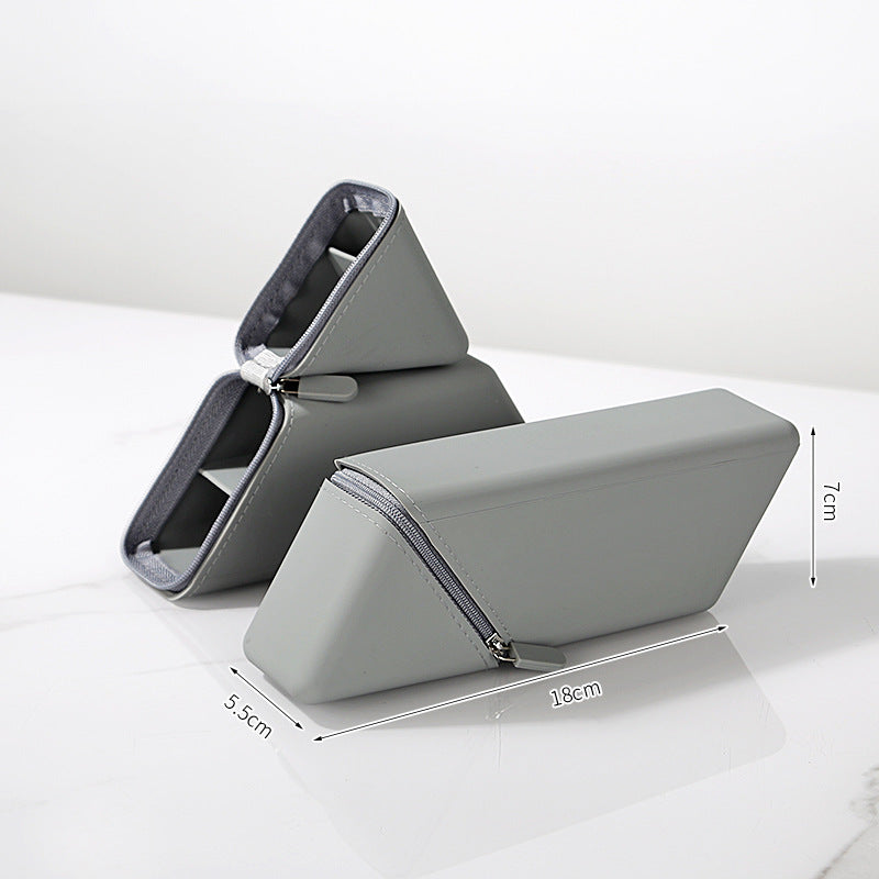Grey Transforming Silicone Pencil Case - Stand-Up Pen Holder & Stationery Organizer