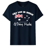 100% Cotton Australian Day Flag T-Shirt Aussie G'Day Mate Navy Souvenir Tee Top, Navy, 3XL