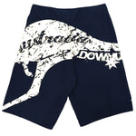 Men's Adult Board Shorts Australia Day Kangaroo Down Under Souvenir Beach Wear, Navy/White, L
