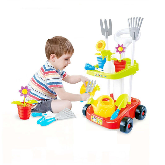 Children's Gardening Trolley Set with Fake Garden Tools for Toddlers - ToyChest.au