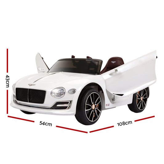 Kids Electric Ride On Car Bentley Licensed EXP12 Toy Cars Remote 12V White - ToyChest.au