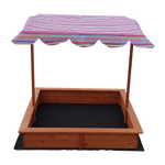 Kids Wooden Toy Sandpit with Adjustable Canopy