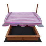 Kids Wooden Toy Sandpit with Adjustable Canopy