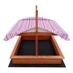 Kids Wooden Toy Sandpit with Adjustable Canopy