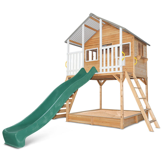 Lifespan Kids Winchester Cubby House with Elevation Platform and Green Slide - ToyChest.au