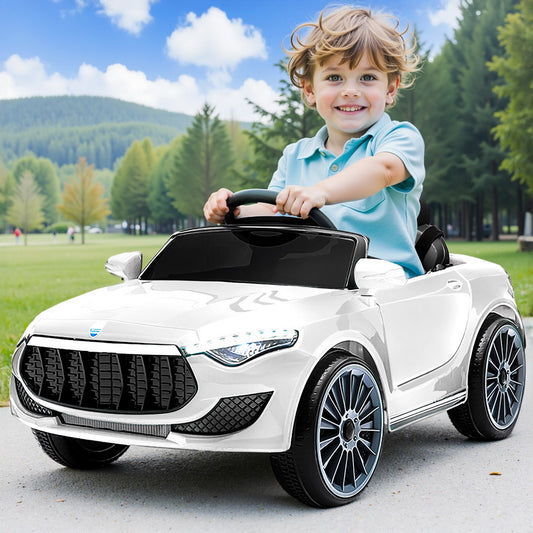 Rigo Kids Electric Ride On Car Cars Music Headlight Remote Control 12V White - ToyChest.au