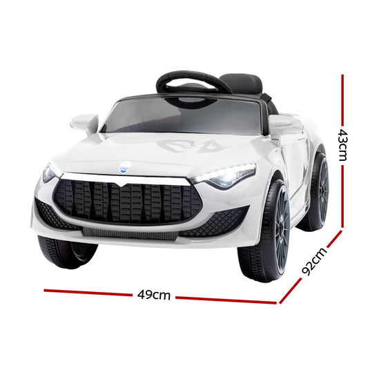 Rigo Kids Electric Ride On Car Cars Music Headlight Remote Control 12V White - ToyChest.au