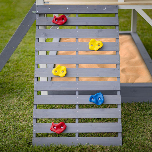 ROVO KIDS Wooden Tower Cubby House with Slide, Sandpit, Climbing Wall, Noughts & Crosses - ToyChest.au