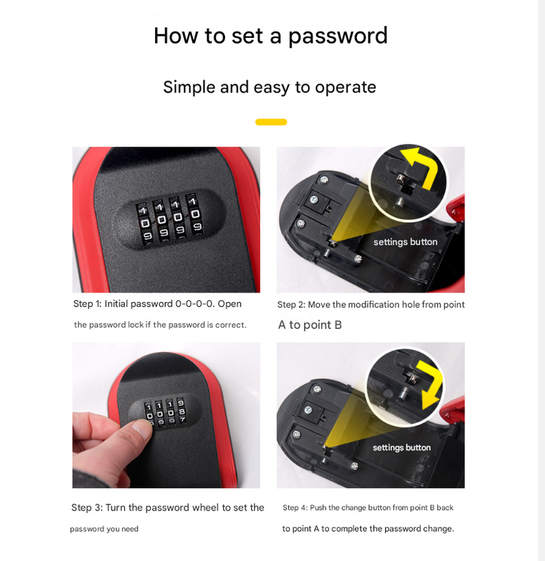 Black 3PCS Wall Mount Plastic Combination Key Lock Box - Secure Key Safe Storage Box