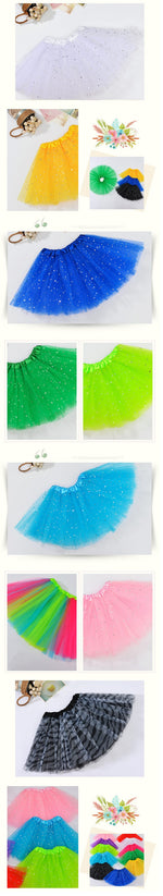 Sequin Tulle Tutu Skirt Ballet Kids Princess Dressup Party Baby Girls Dance Wear, White, Kids