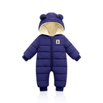 Suitable For Height 73cm Dark Blue Baby & Toddler Hooded Padded Snowsuit - Fleece Lined Winter Romper Outerwear
