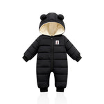 Suitable For Height 90cm Black Baby & Toddler Hooded Padded Snowsuit - Fleece Lined Winter Romper Outerwear