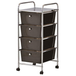 YES4HOMES Black Plastic Storage 4 Drawer with Metal Trolley Shelf and Slide - Out Drawers