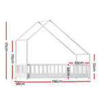 Artiss Bed Frame Wooden Kids House Single Frame White PAVO