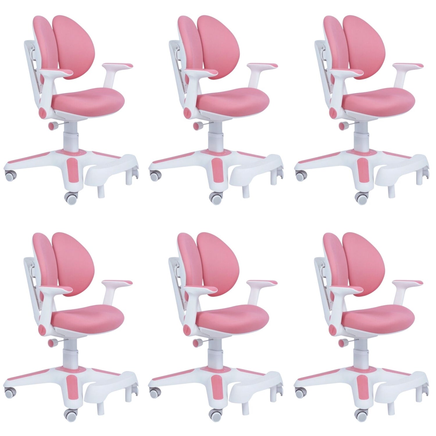 6x Ergonomic Children Kids Study Chairs Height Adjustable - Pink