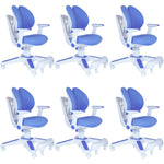 Ergonomic Children Kids Study Chair Set of 6 Height Adjustable - Blue