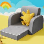 Keezi Kids Sofa 1 Seater Children Flip Open Couch Lounger Armchair Soft Grey