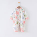 73 Size Rabbit Among Flowers Class A Pure Cotton Long-Sleeve Baby Onesie - Cozy Newborn Bodysuit for Fall and Winter