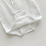 80cm White Sleeveless Bubble Cotton Baby Romper - Soft Newborn Onesie for Boys and Girls, 0-2 Years