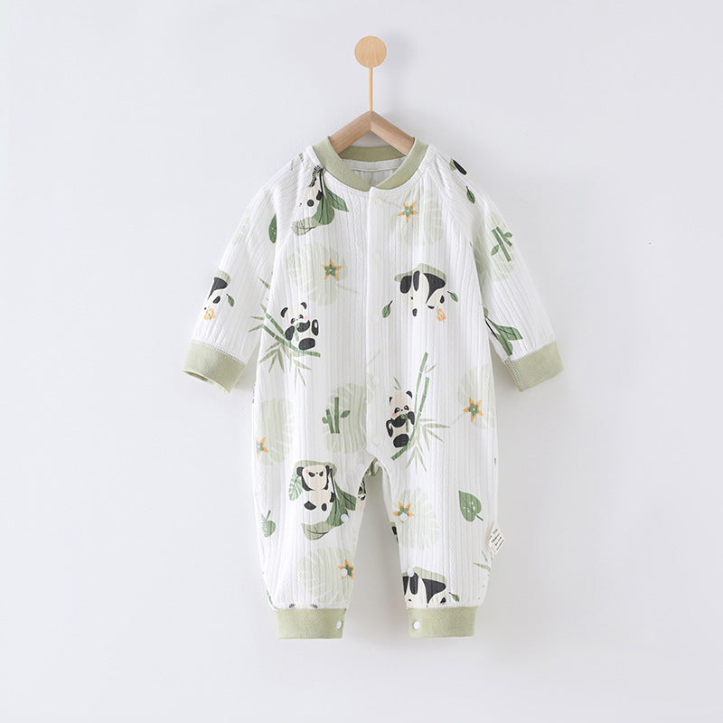 90 Size Bamboo Panda Class A Pure Cotton Long-Sleeve Baby Onesie - Cozy Newborn Bodysuit for Fall and Winter