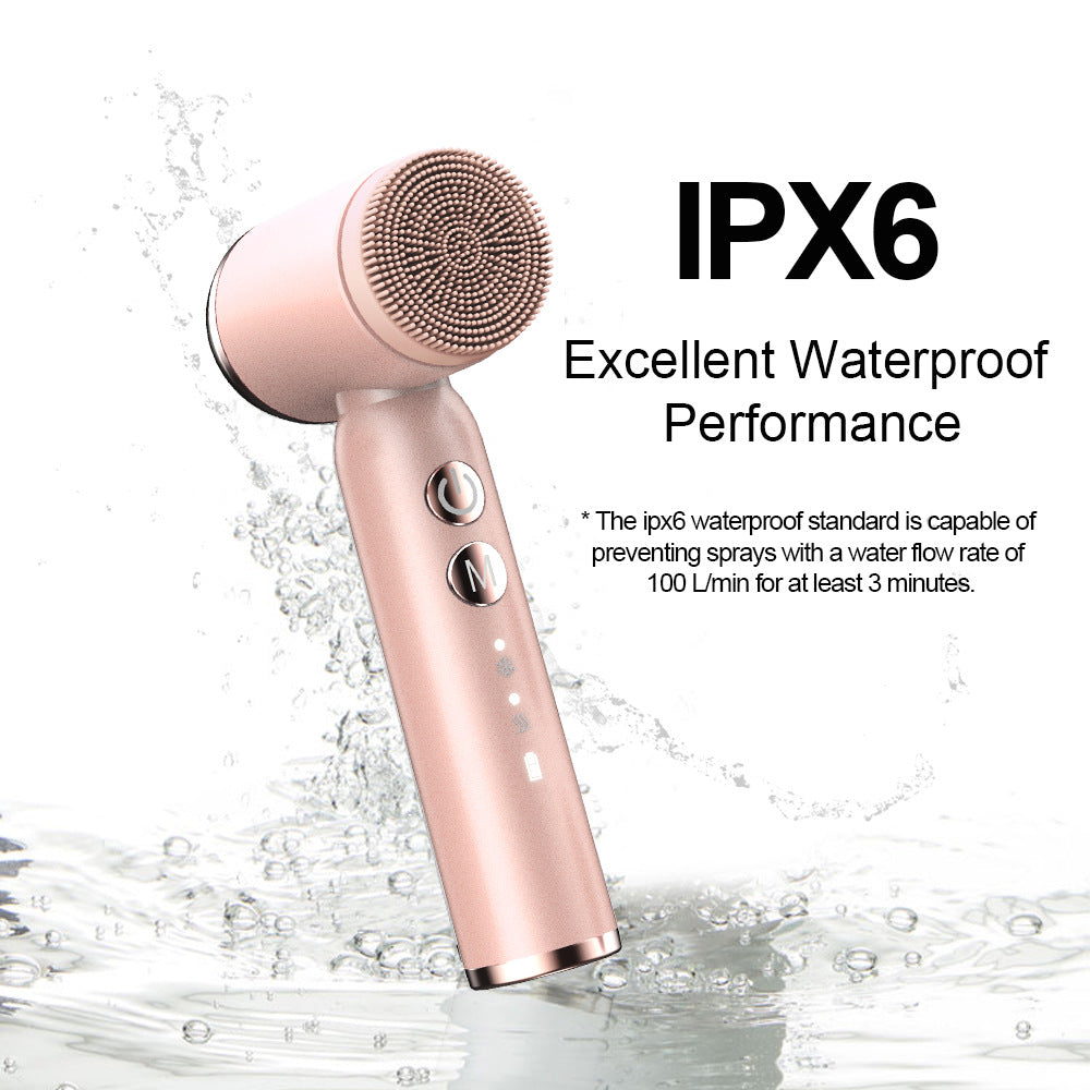 Green 6-in-1 Electric Facial Cleansing Brush Set - Rechargeable & Waterproof