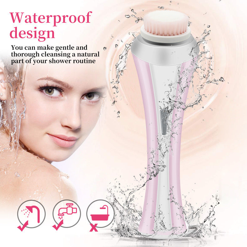 Green Rechargeable Facial Cleansing Brush Kit with 4 Heads & Charging Dock