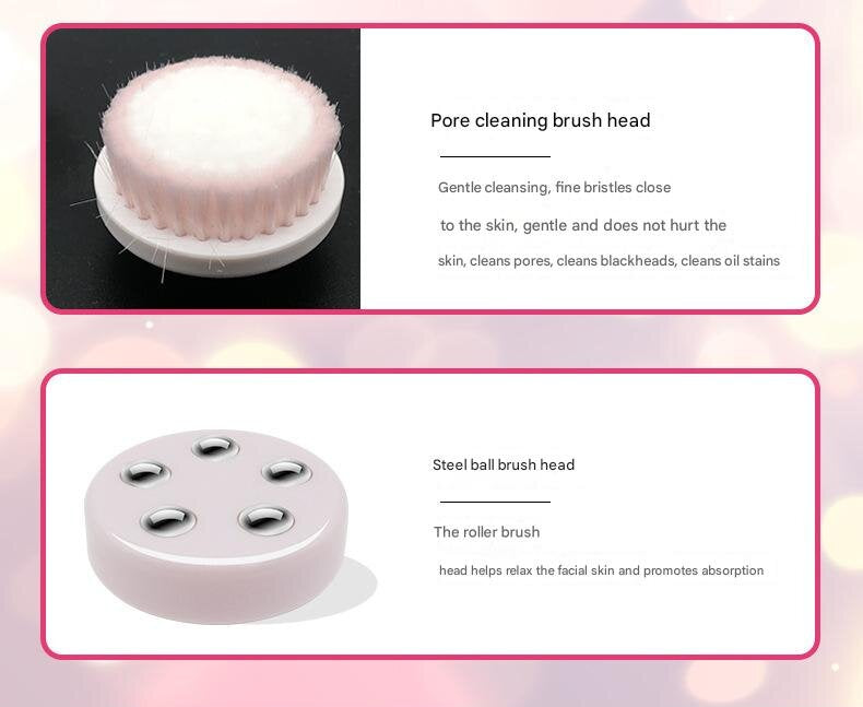 Green Rechargeable Facial Cleansing Brush Kit with 4 Heads & Charging Dock