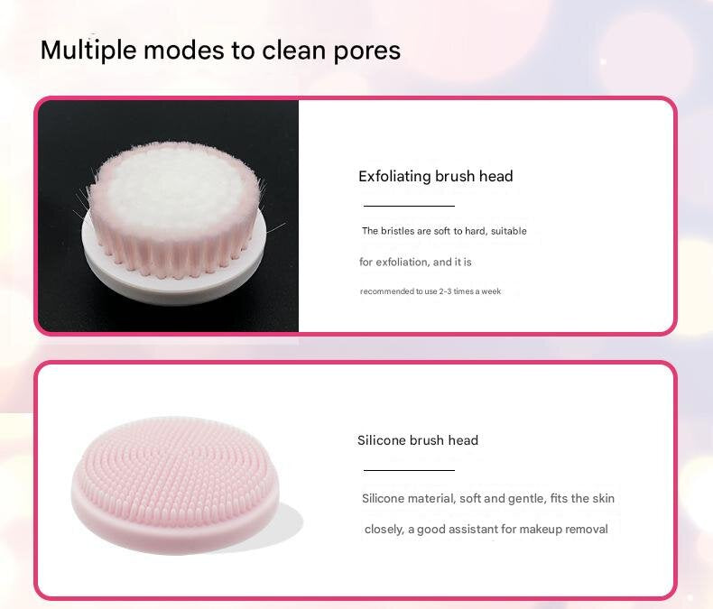 Green Rechargeable Facial Cleansing Brush Kit with 4 Heads & Charging Dock