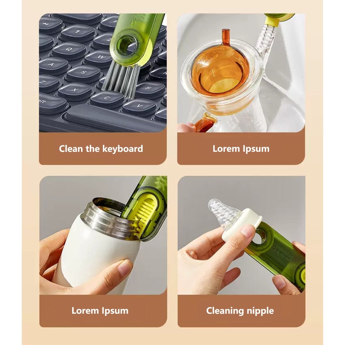 Cleanix Multi - functional Cup Cleaning Brush Bottle Nipple Cleaning Tool Three - in - one
