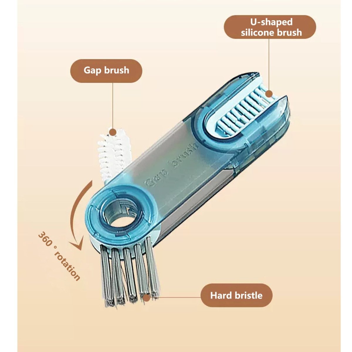 Cleanix Multi - functional Cup Cleaning Brush Bottle Nipple Cleaning Tool Three - in - one