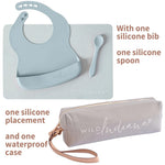 LIFEBEA WILD INDIANA Eating - out Comfy Silicone Baby Bib set for babies & Toddlers(10 - 72 Months) Waterproof baby fedding including Waterproof carry case (Duck Egg Blue)