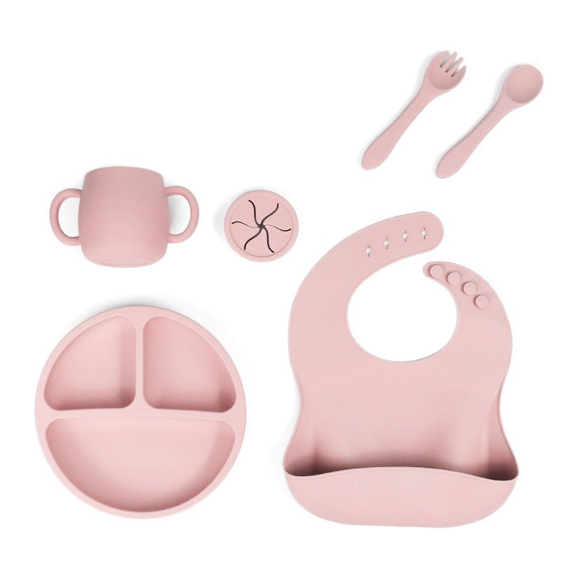 Pink 1525 Silicone Baby Feeding Set - Suction Plate, Bib, Cup & Utensils | BPA-Free Baby Tableware