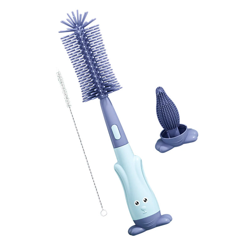 Vibe Geeks 3 in 1 Silicone Bottle and Teat Cleaning Brush - Red
