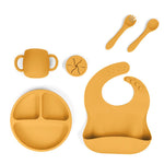 Yellow 1183 Silicone Baby Feeding Set - Suction Plate, Bib, Cup & Utensils | BPA-Free Baby Tableware