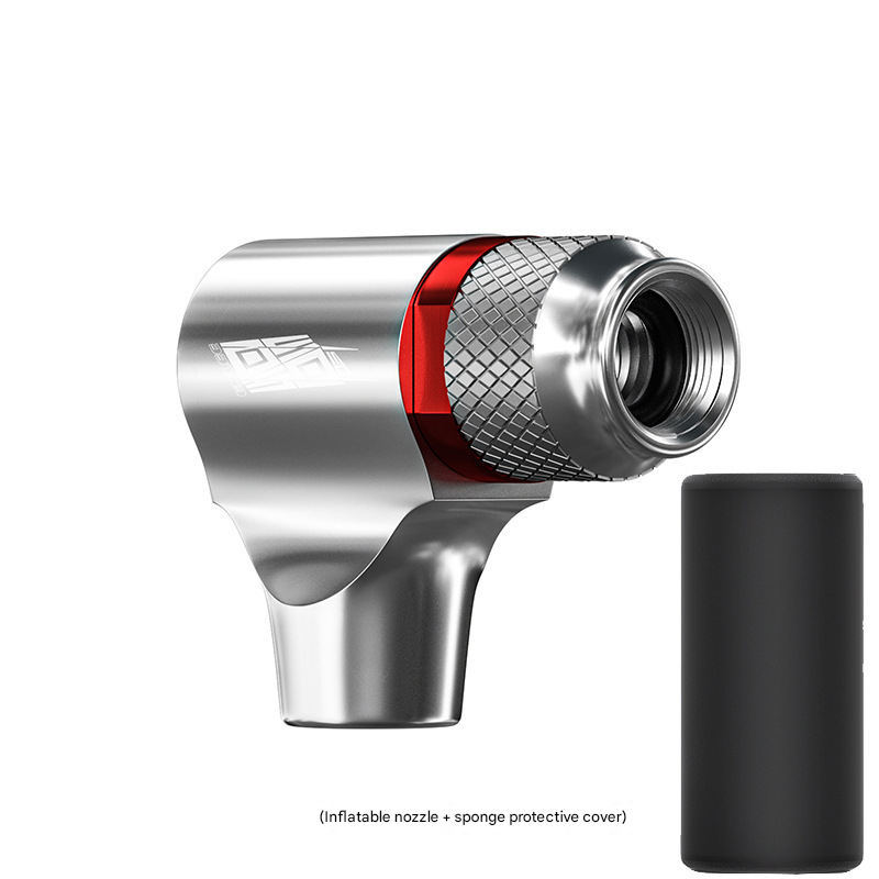 Silver Portable CO2 Bike Tire Inflator with Nozzle - Quick Inflation for Road and Mountain Bikes