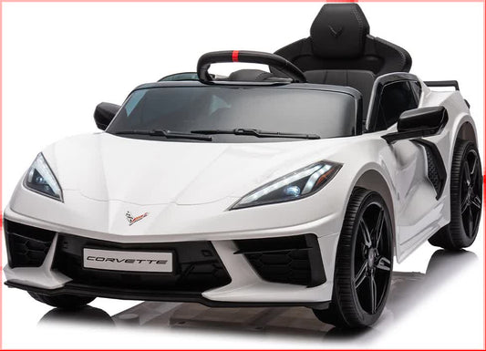 12V Licensed V8 Corvette Battery Powered Sports Kids Ride On Car – White - ToyChest.au