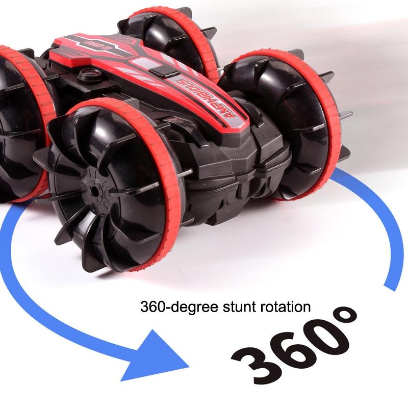 Amphibious Stunt Rc Car - Double-sided Rolling - 2.4g - Electric - Kids' Toy - Green