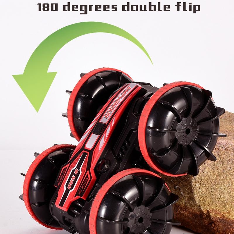 Amphibious Stunt Rc Car - Double-sided Rolling - 2.4g - Electric - Kids' Toy - Green