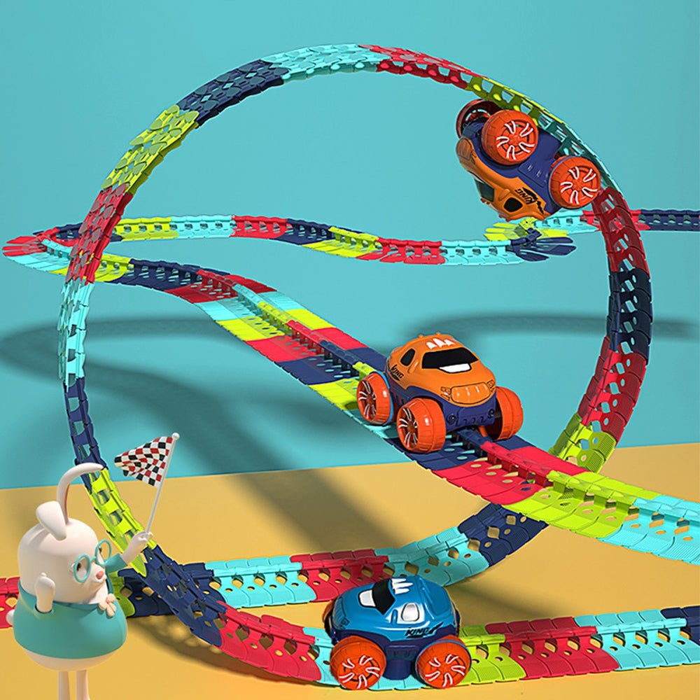 Changeable Track In The Dark Track with LED Light - Up Race Car Flexible Track Toy 92