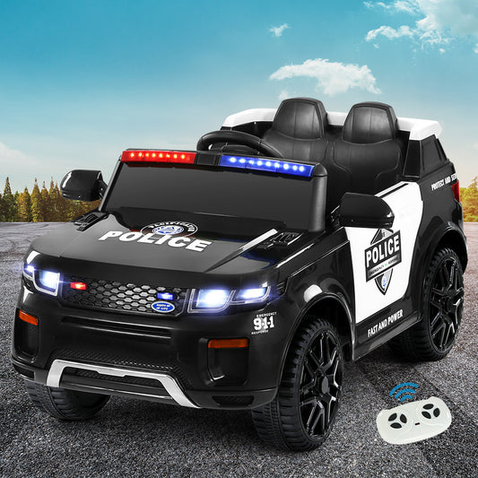 Electric Ride On Car Rigo Kids Patrol Police Ride On Cars Horn Music Remote Black - ToyChest.au