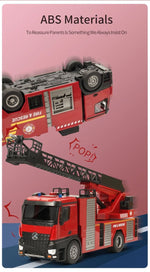 Huina 1:14 RC Fire Truck Extensible Ladder Toy Car Water Gun Construction Light Sound Gift
