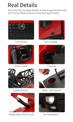 Huina 1:14 RC Fire Truck Extensible Ladder Toy Car Water Gun Construction Light Sound Gift