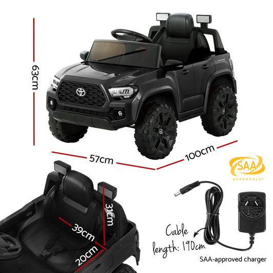 Kids Electric Ride On Car Toyota Tacoma Off Road Jeep Toy Cars Remote 12V Black - ToyChest.au