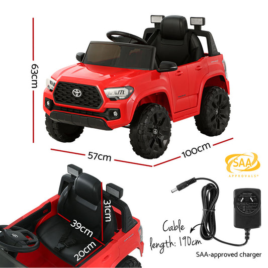 Kids Electric Ride On Car Toyota Tacoma Off Road Jeep Toy Cars Remote 12V Red - ToyChest.au